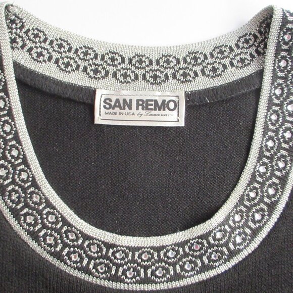 San Remo Laura Knits Women’s 3 Pc Suit Twin Set & Skirt Sz Small/Petite Black - Picture 7 of 16